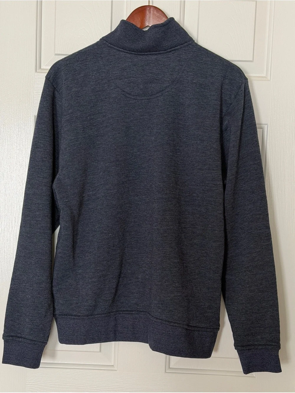 Orvis Men’s Medium Fleece Lined Pullover Sweatshirt Blue Snap Neck Casual